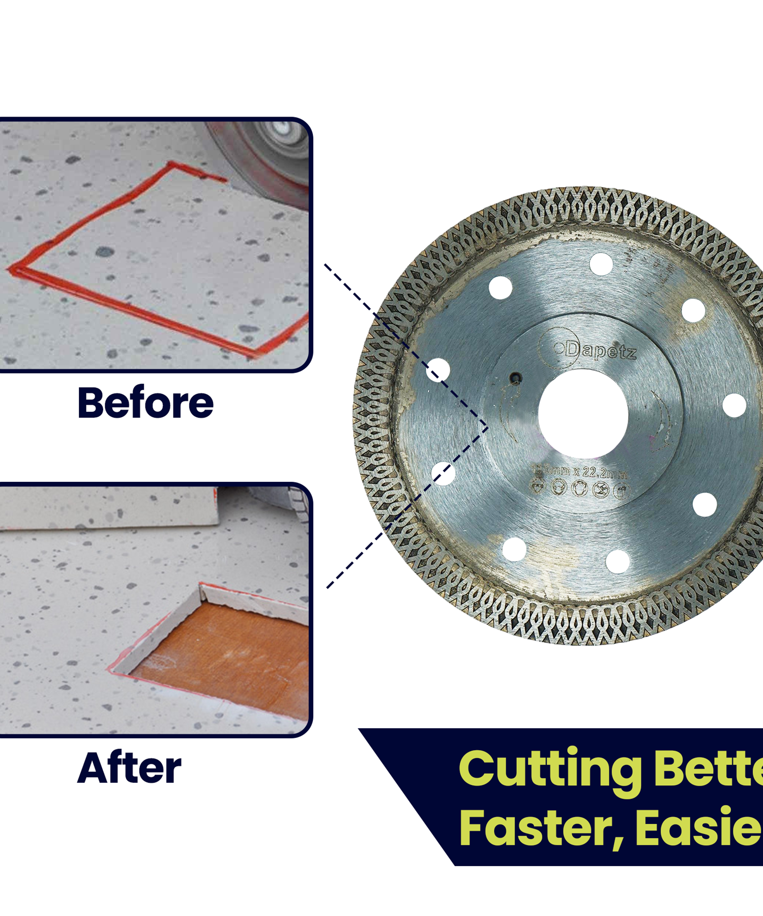 Diamond Disc Turbo 115mm Cutting (Hot Press Disc) with Flane by Dapetz