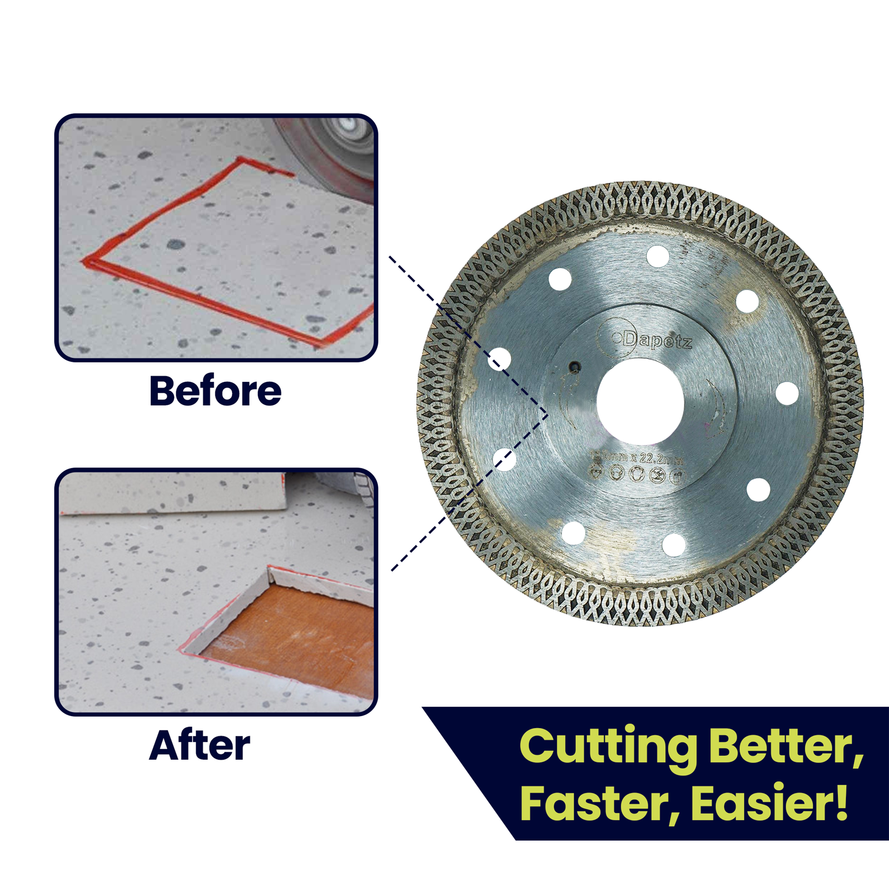 Diamond Disc Turbo 115mm Cutting (Hot Press Disc) with Flane by Dapetz