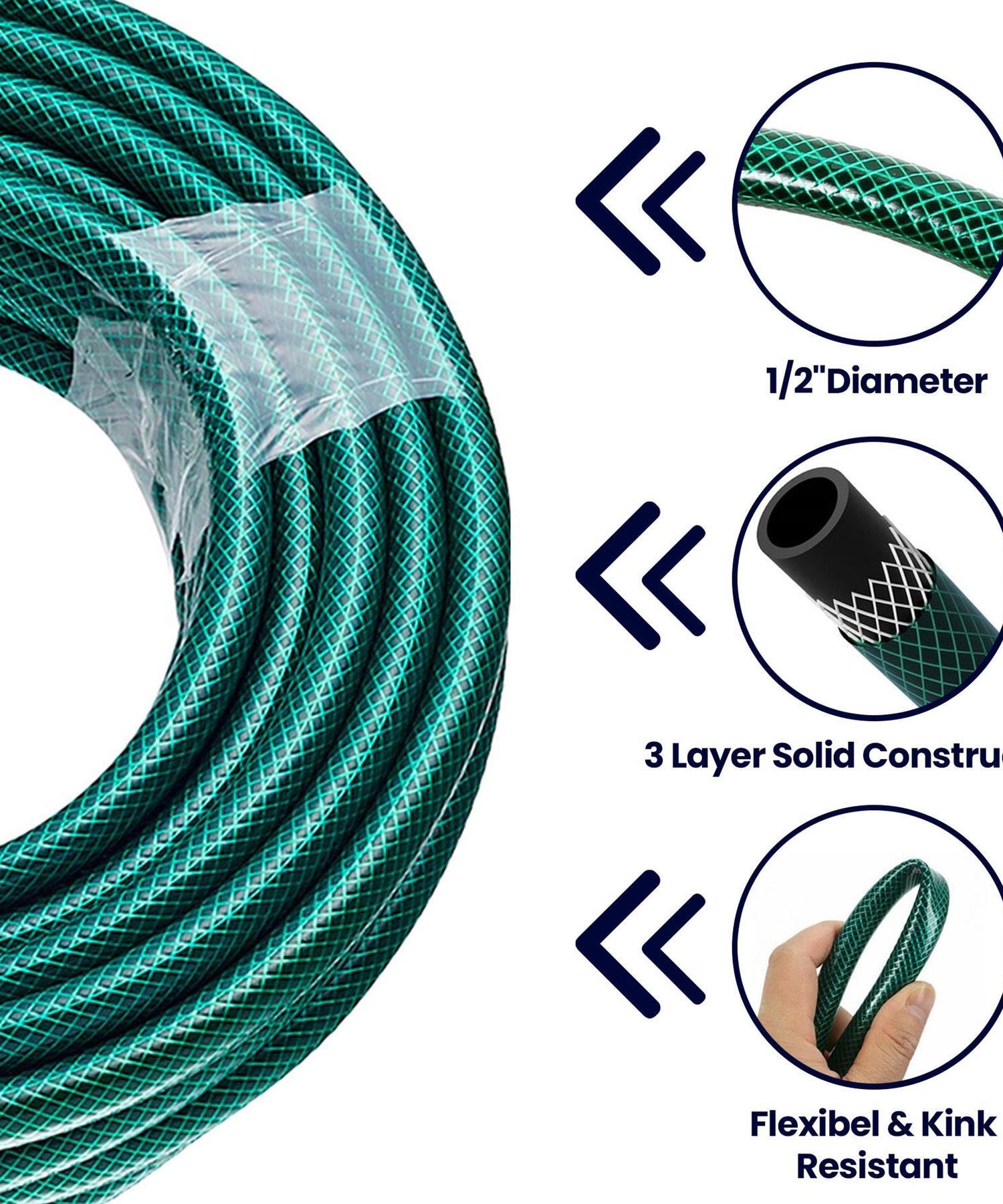 50m Garden Hose Pipe With Spray Gun Set PVC Watering Hose Green By Dapetz