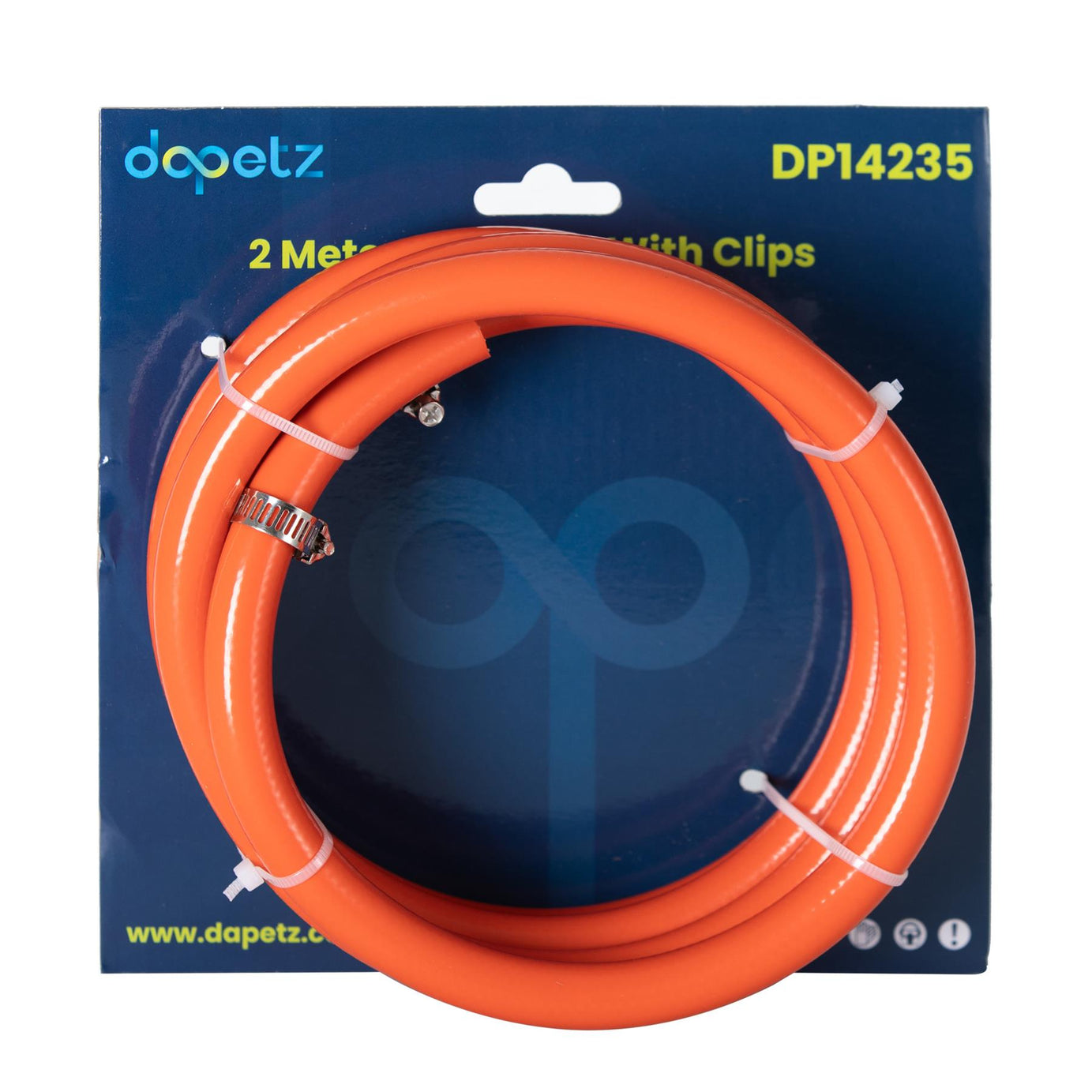 2M LPG Gas Hose 8mm + 2 Clips for Butane/Propane Gas by Dapetz