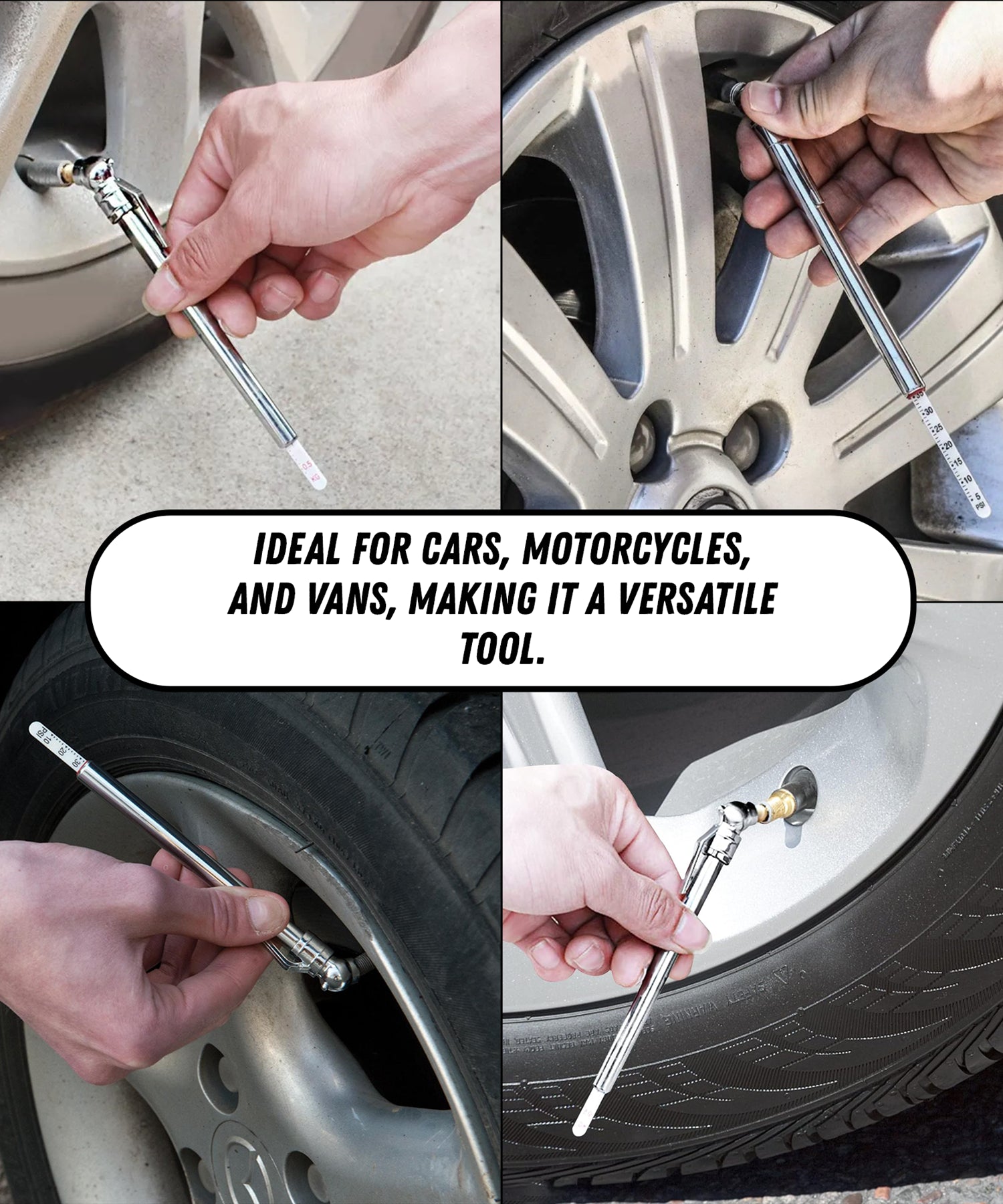 2PCS Tyre Pressure Gauge Safety Kit Include Tyre Tread Depth Gauge Stainless Steel Tyre Depth Measurement Tool For Cars Motorcycles Trucks Buses