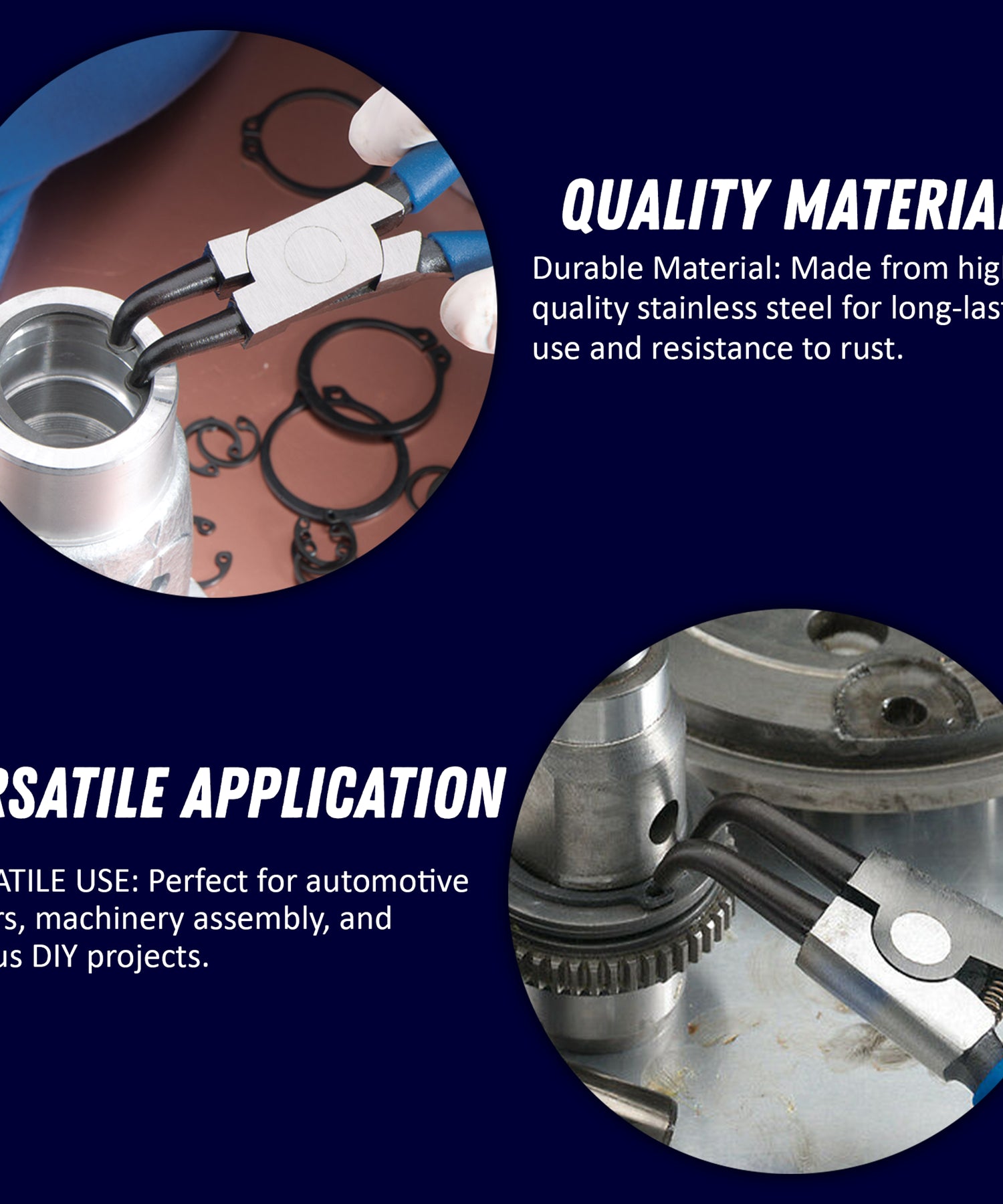 4PCS Circlip Pliers Set 6 Snap Ring Internal External Bent Nose 150mm Tool By Dapetz