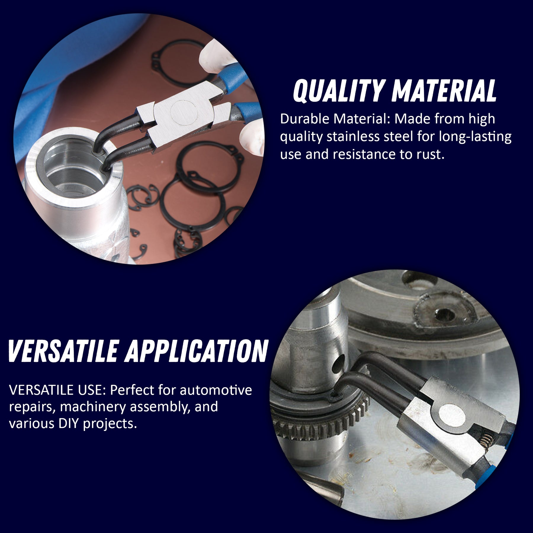 4PCS Circlip Pliers Set 6 Snap Ring Internal External Bent Nose 150mm Tool By Dapetz