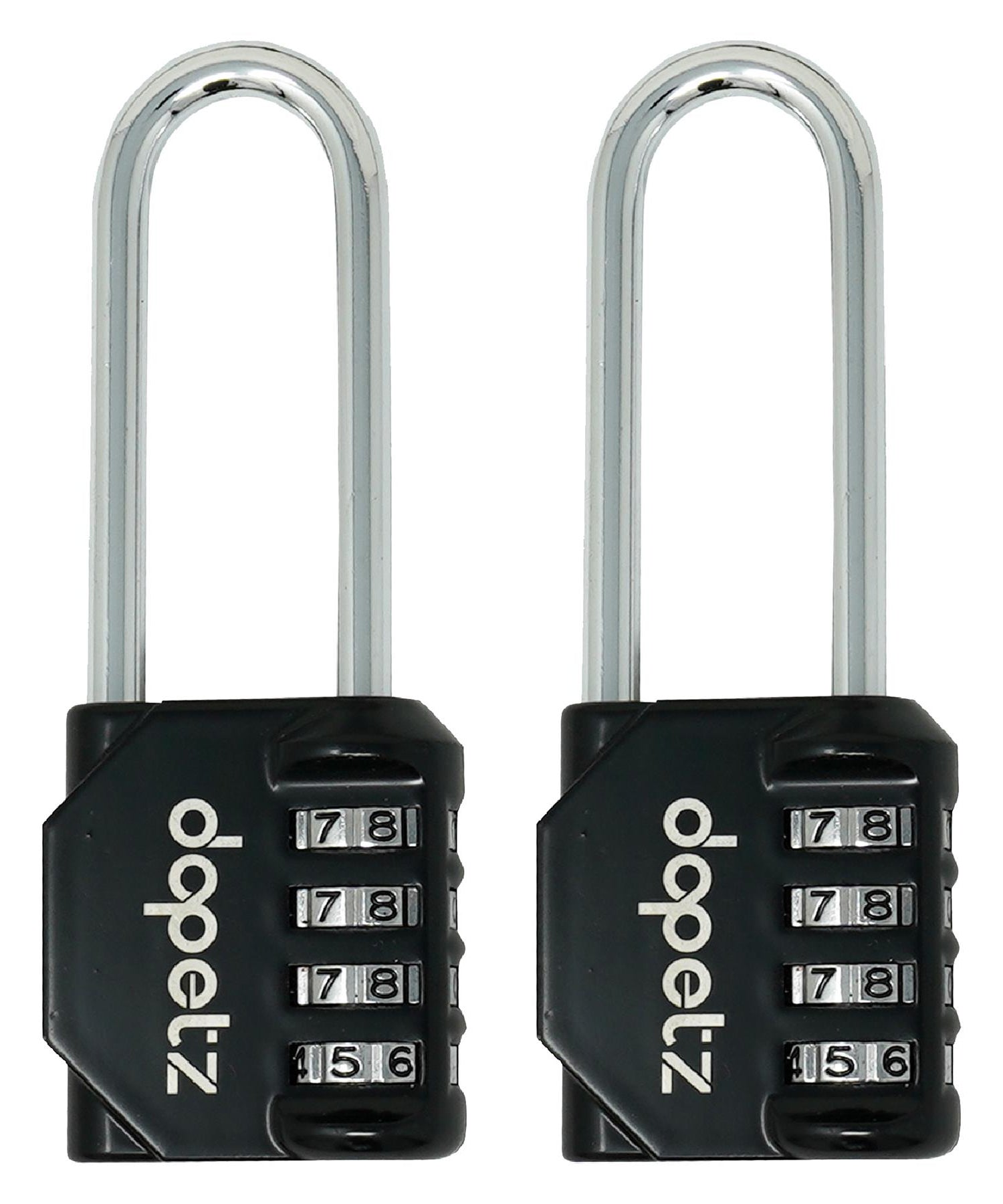 (Pack of 2) Combination Padlock Long Shackle 4 Digit Lock | Locker, Gym, Bag, Travel, Suitcase by Dapetz