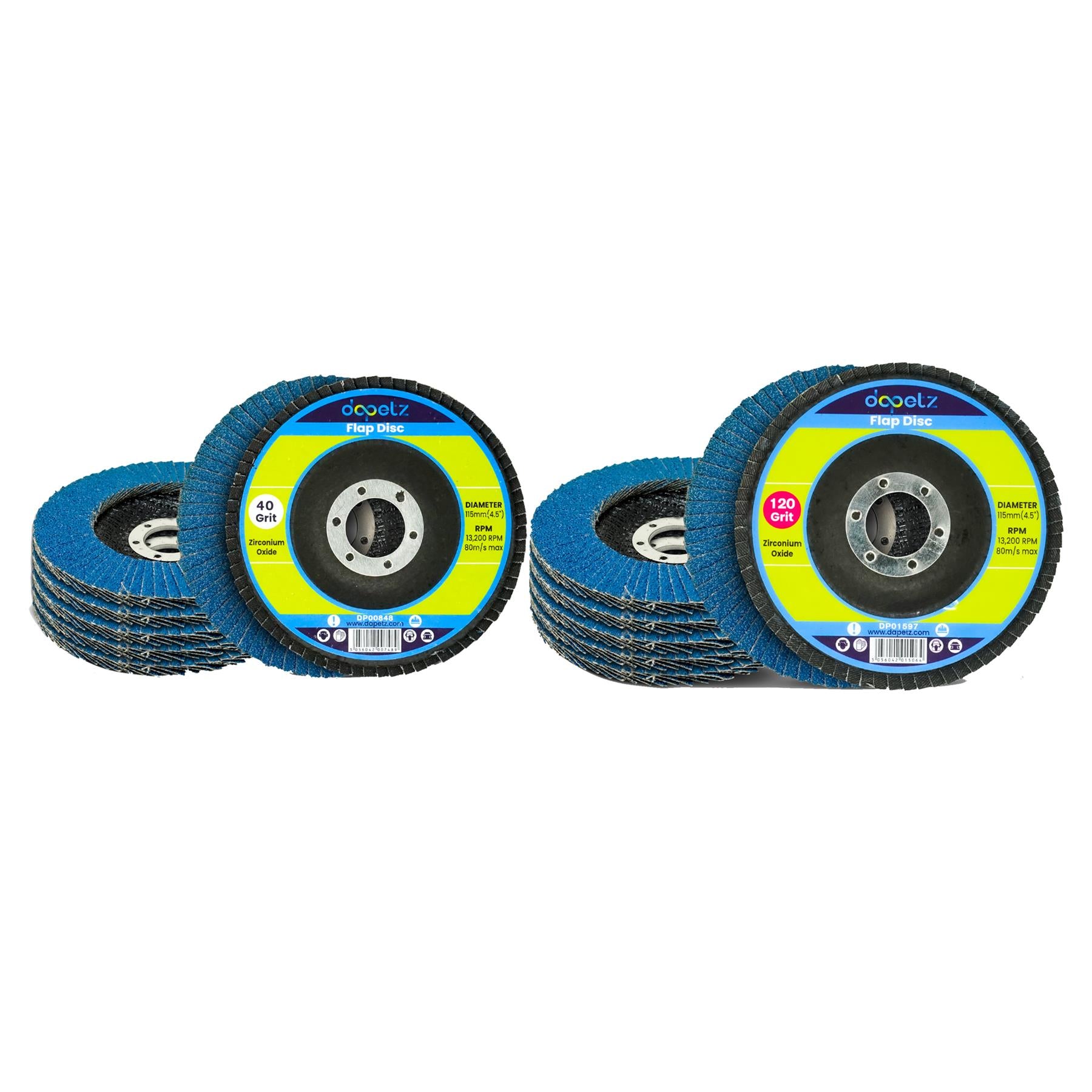 Flap Discs 115mm Sanding 10Pcs 40 120 Grit Grinding Disc 4.5" Zirconium Oxide ny Dapetz